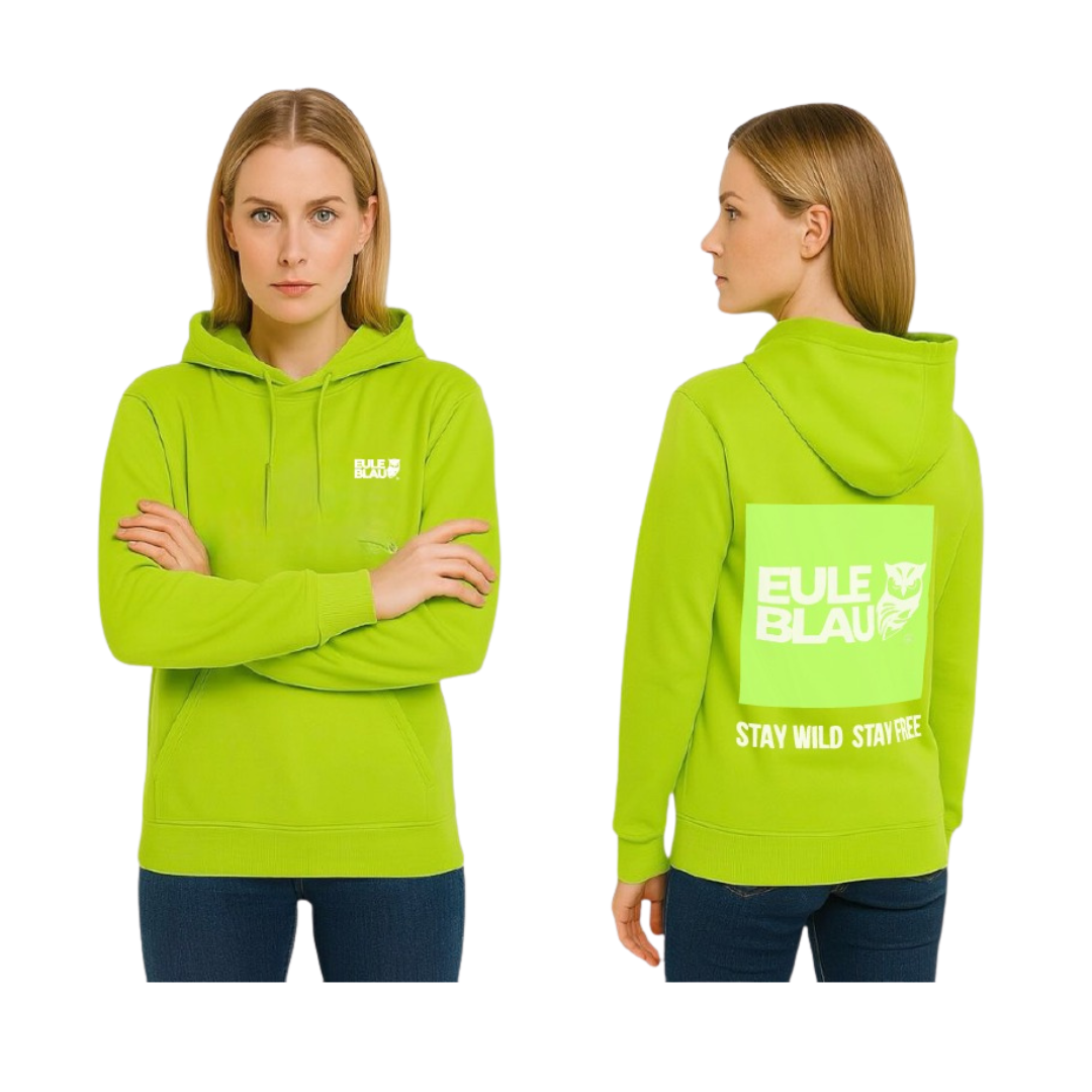 Polerón hooded Unisex stay wild stay free Lime