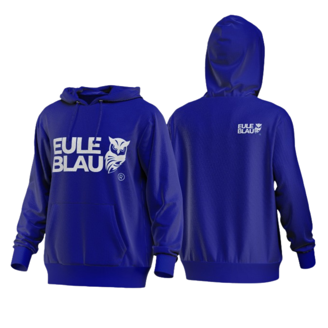 Polerón hooded Organic wildcore azul/blanco